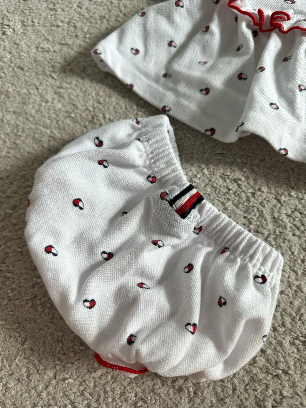 Tommy Hilfiger Baby White Red Trim Two-Piece Too & Bloomers